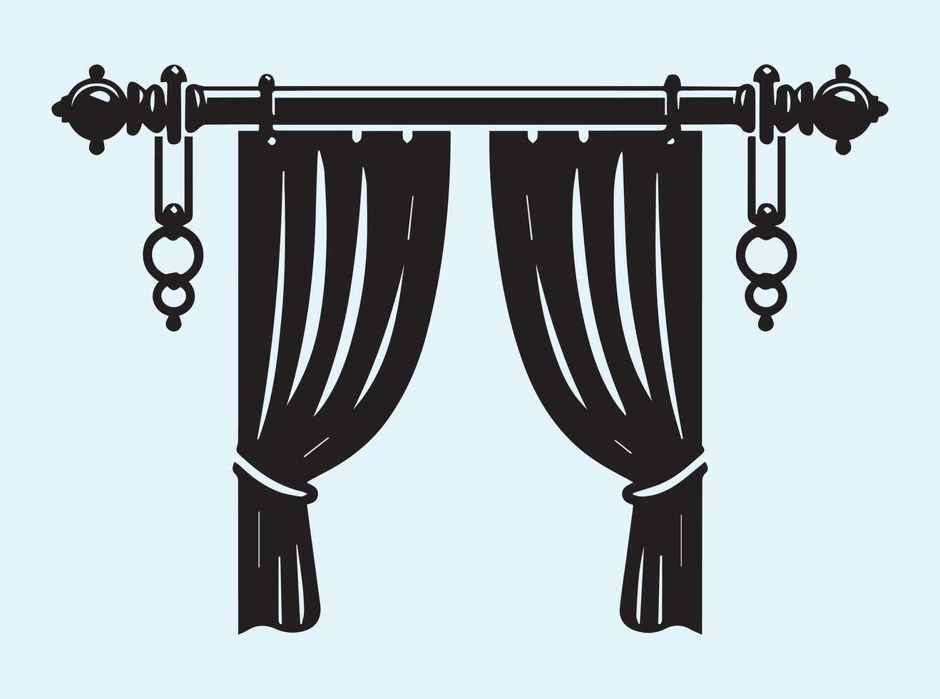 Solid Black Curtain Rod Icon vector