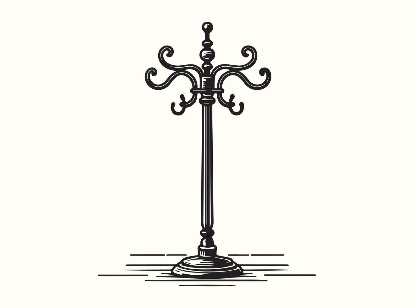 Classic Coat Rack Black Silhouette vector