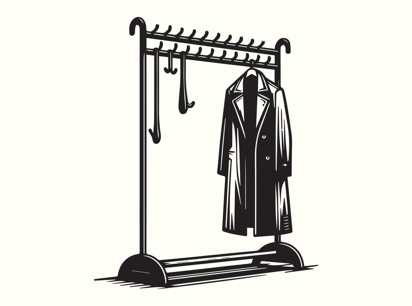 Black Silhouette of Traditional Coat Rack vector