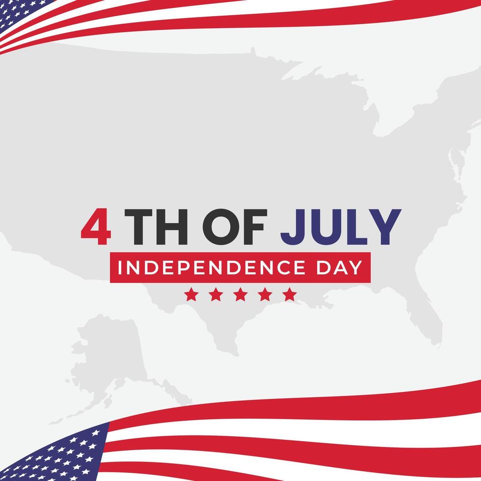 USA Independence Day banner with flag ribbon background design. vector