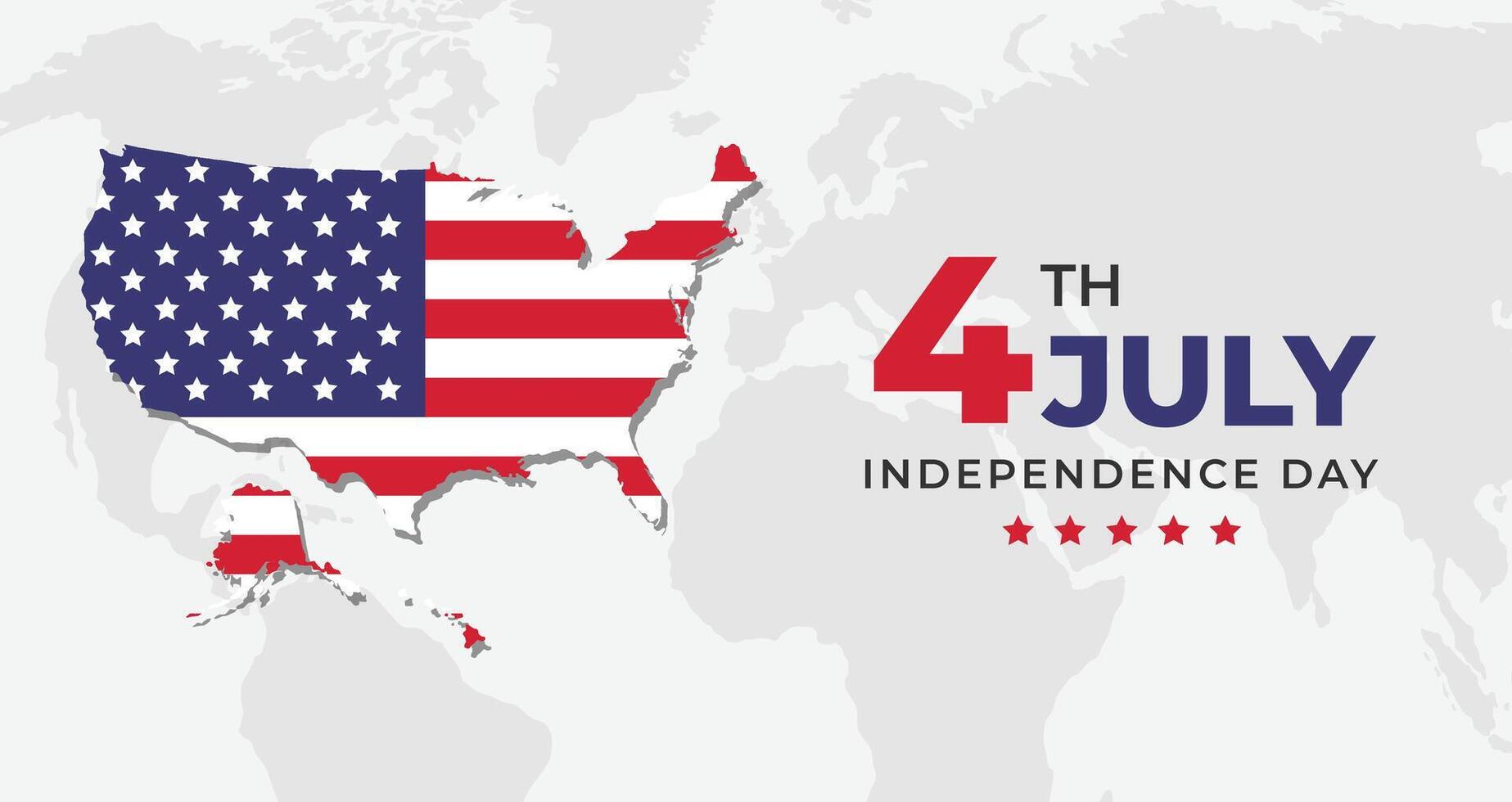 US Independence Day 4th July poster, banner with USA Map vector