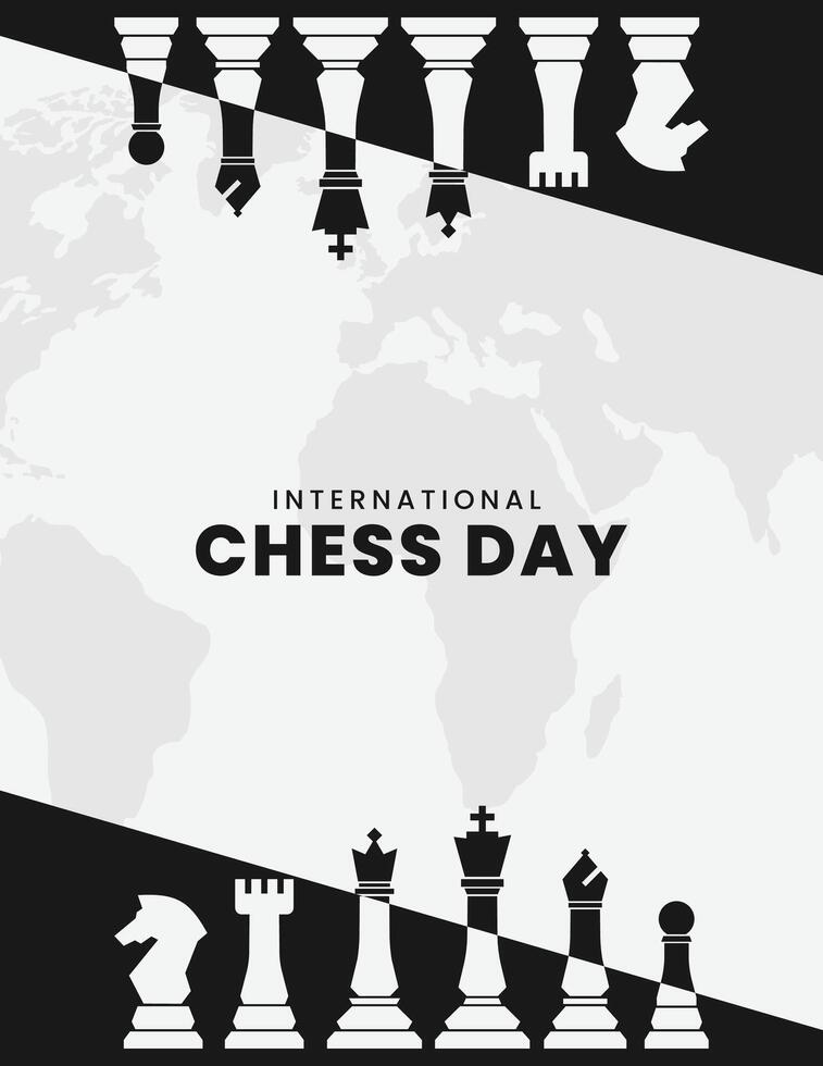 International chess day banner, poster template design vector