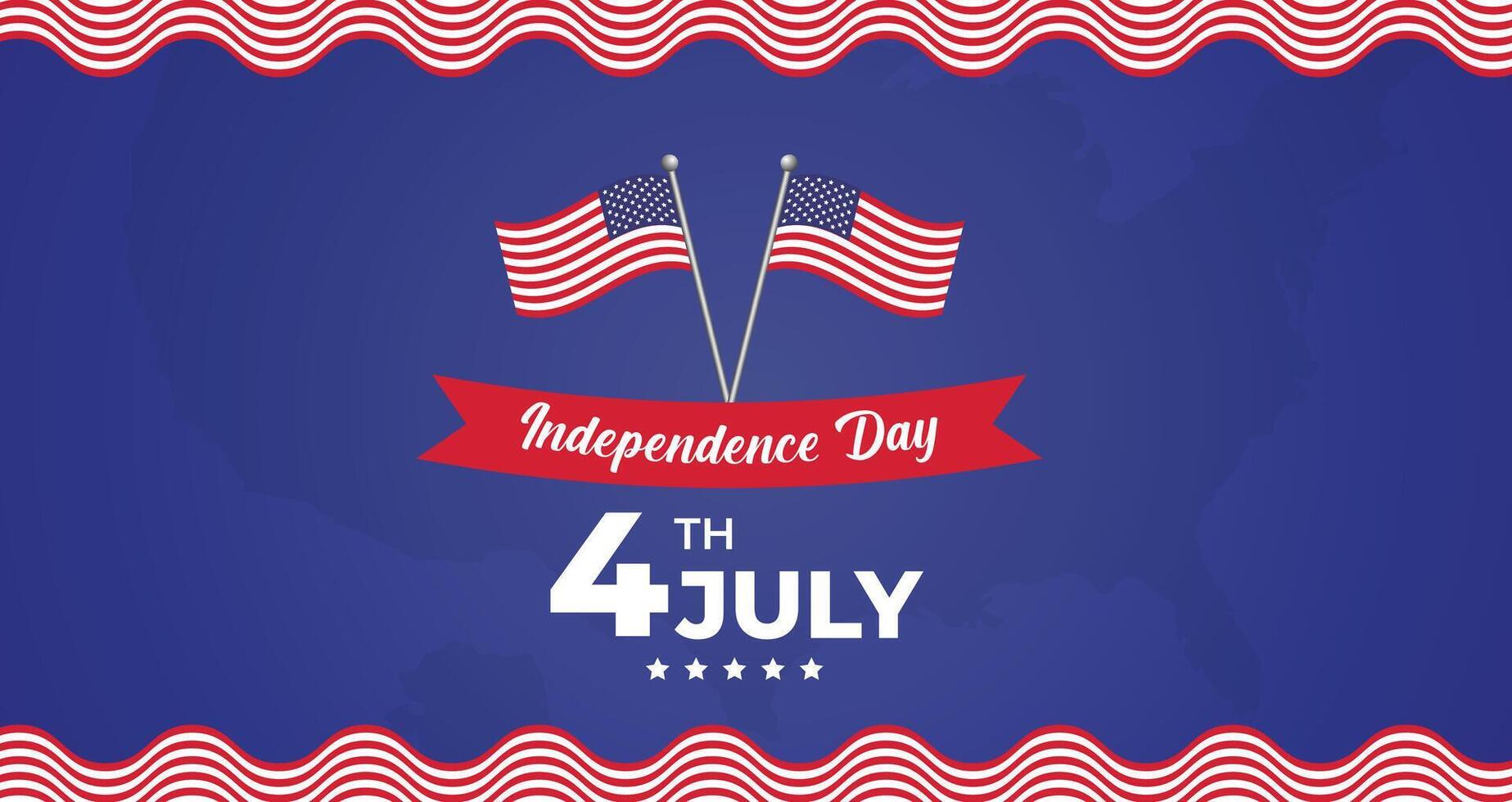 American flag waving. Banner for Independence Day 4th of July, vector