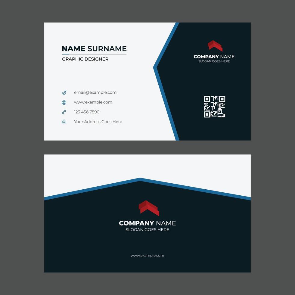 Modern business card template for company. Professional business card with icons. vector