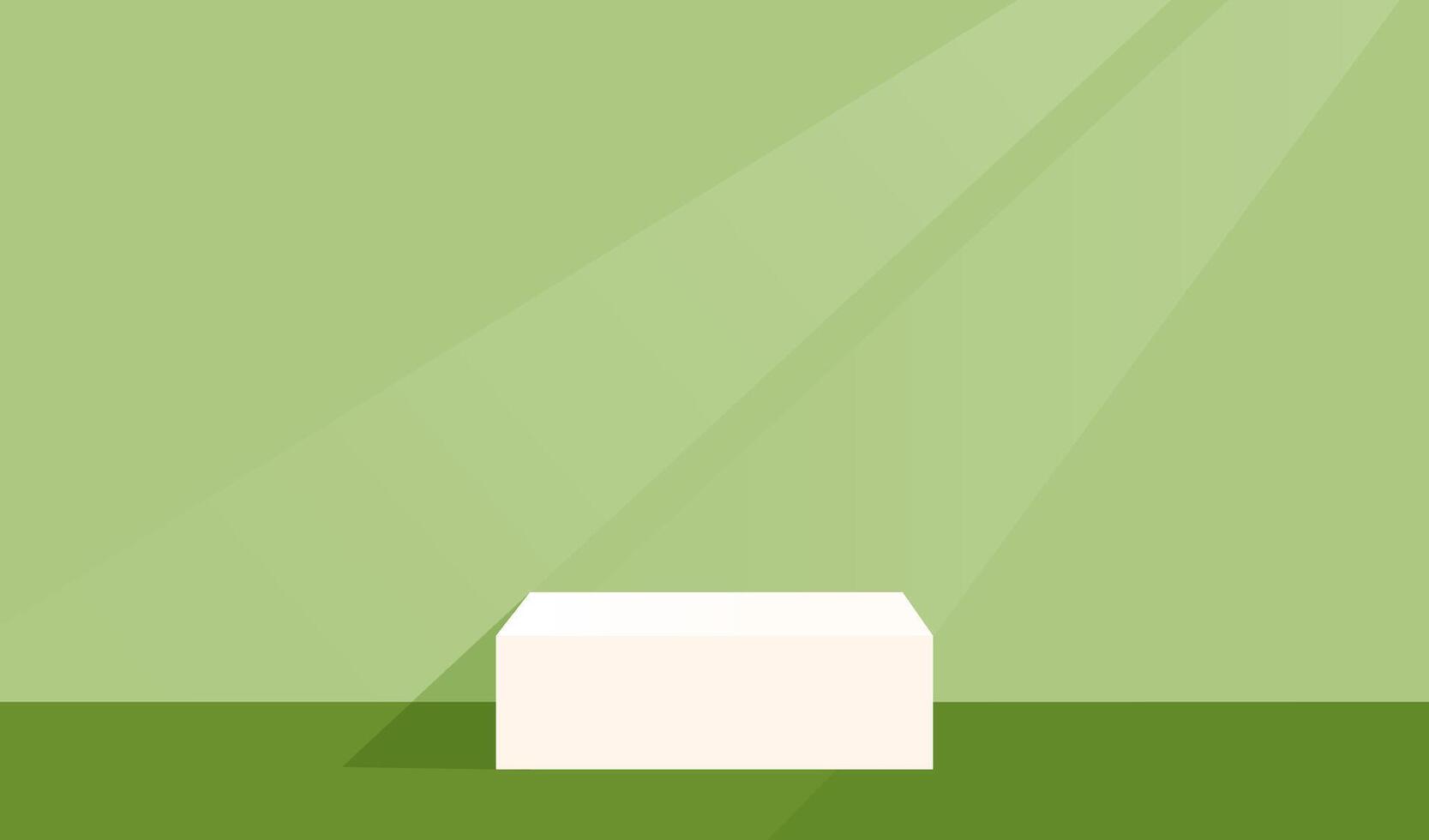 Mockup of white podium on ecological green background. template. Place for advertise products. vector