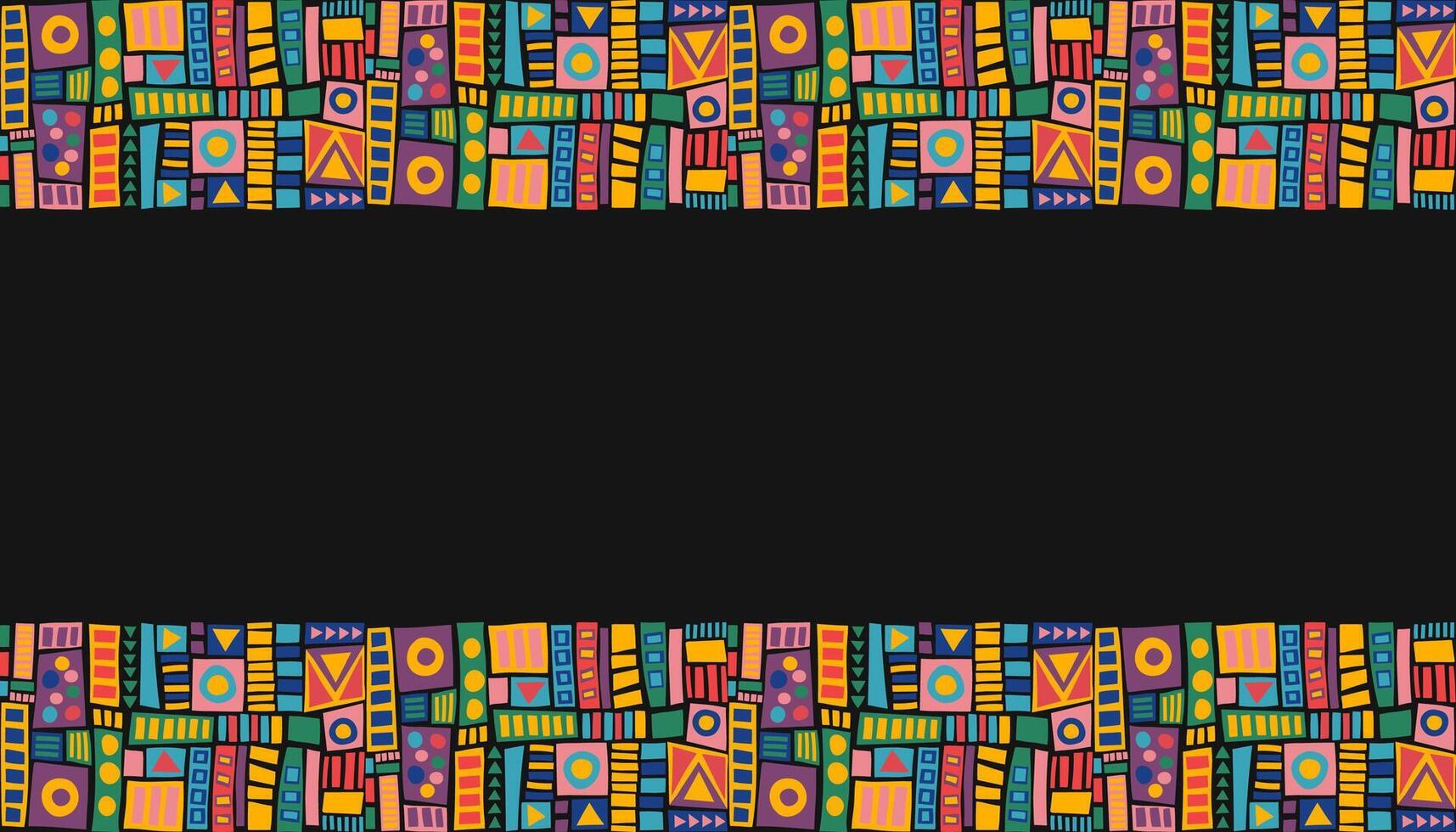 Abstract seamless gorizontal geometric banner. African ethnic bright pattern. vector