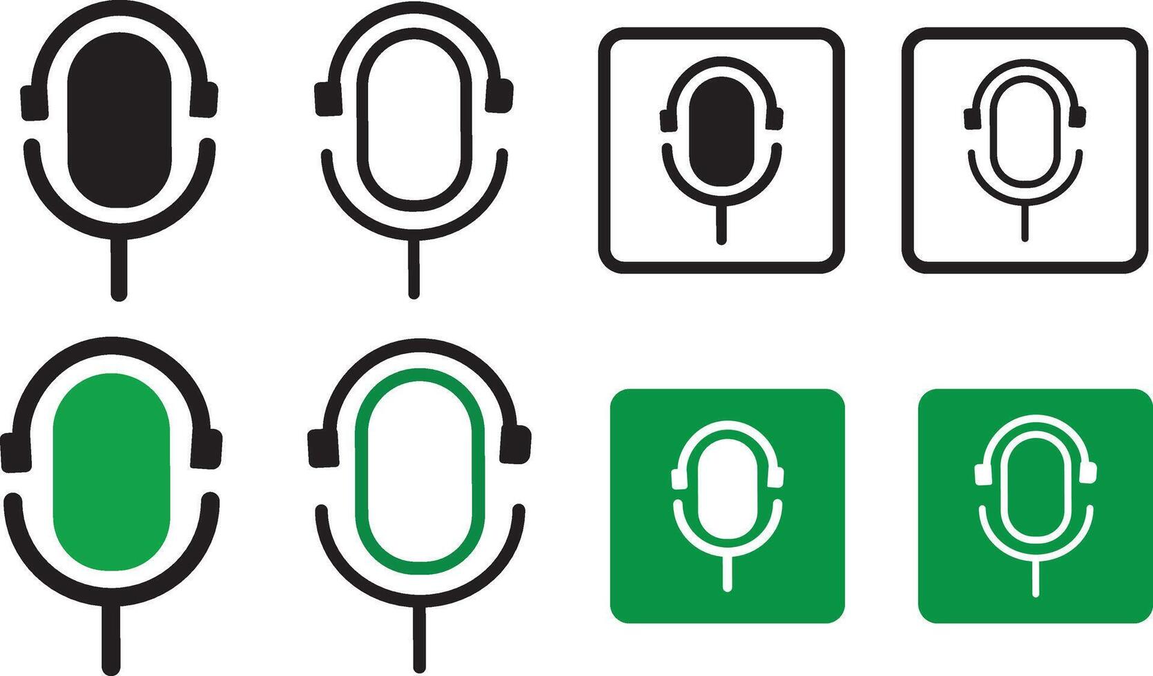 Podcast microphone icons. voice icon symbol buttons. Icon microphone and headphones. icons vector