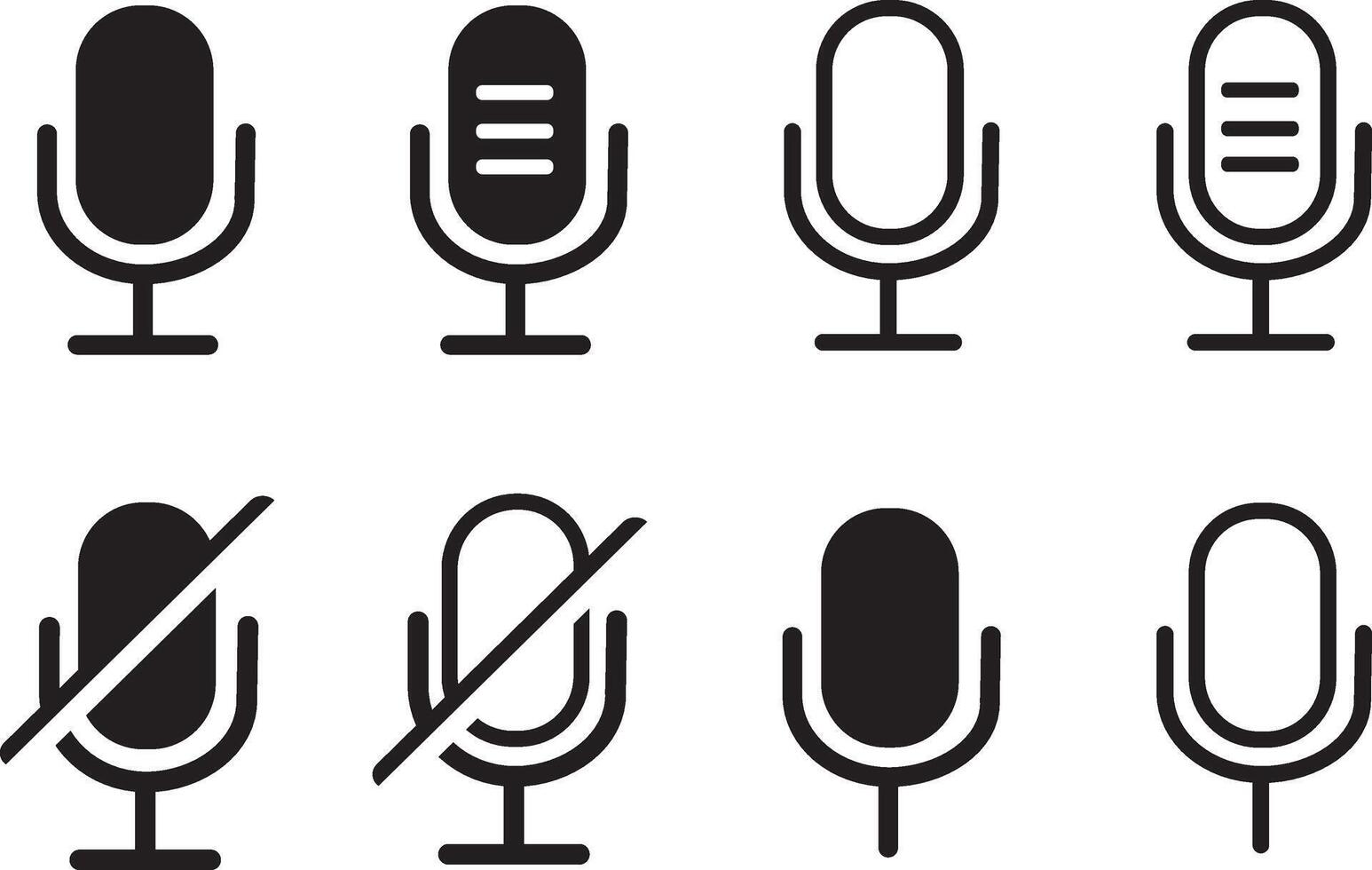 Microphone line icon set. Audio microphone on and mute icon set. simple flat sign icon illustration symbol vector