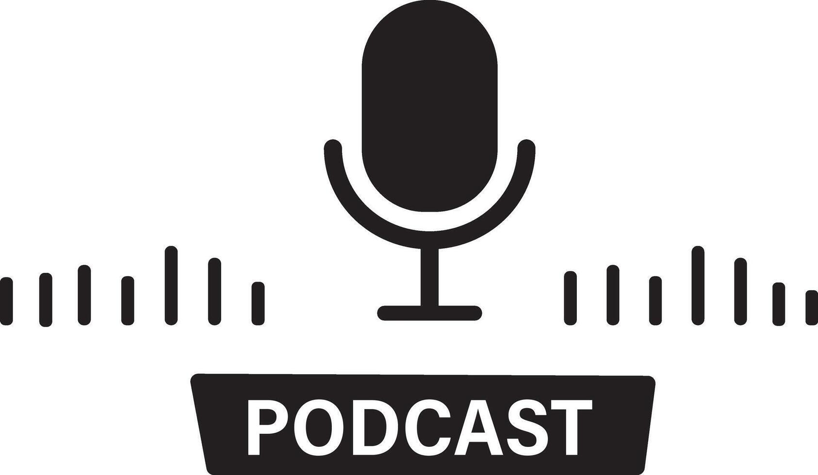 .Podcast or Radio logo, voice icon symbol buttons. Mic symbol of broadcast, vector