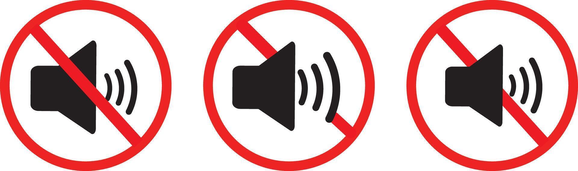 sign of prohibition of a volume sound. ,No sound sign illustration. Sound off icon set vector