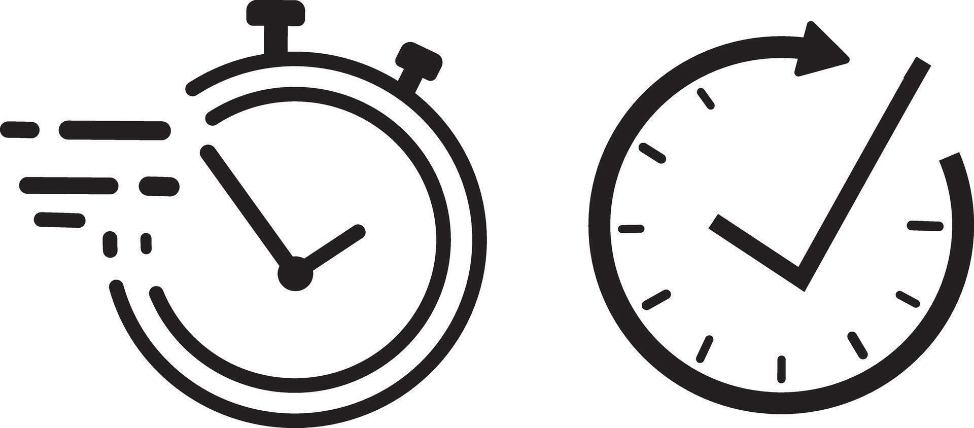 Clock icon. Fast speed timer with moving arrows on white background. vector