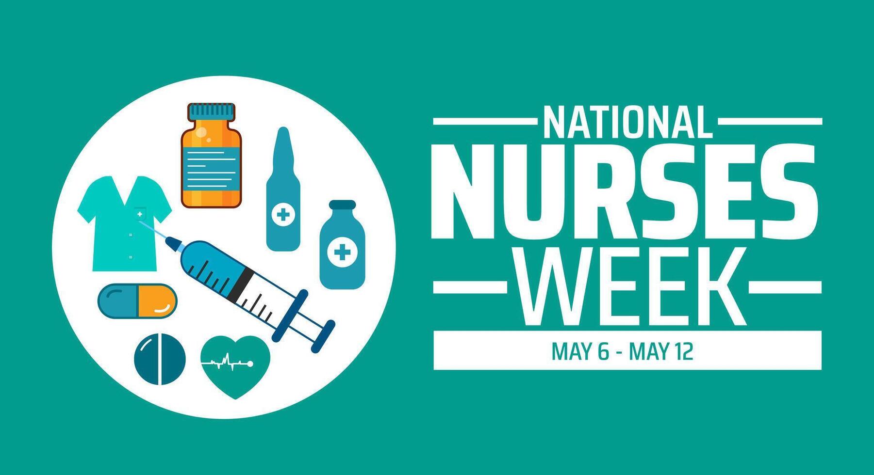 National Nurses Week background banner or poster design template. observed every year in May. vector