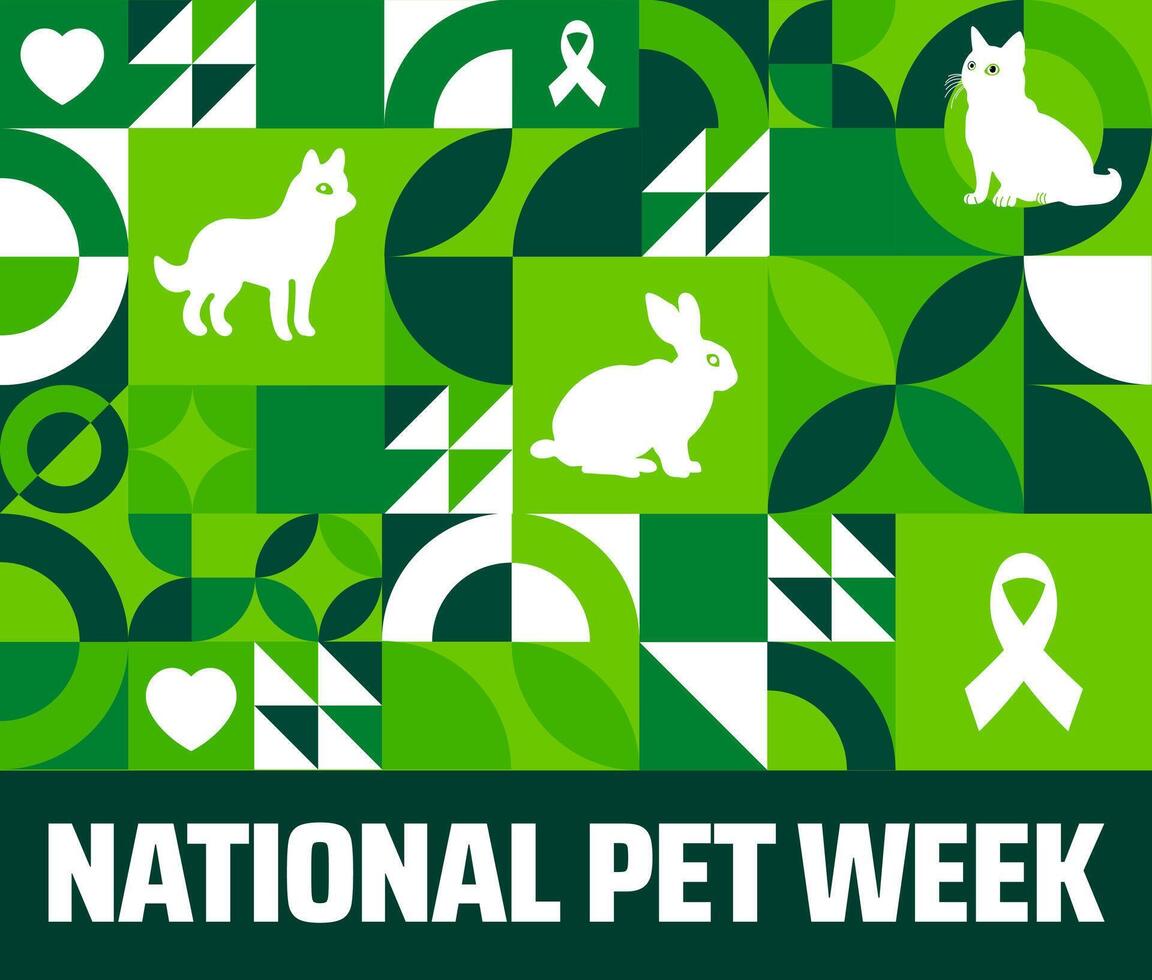 National Pet Week Geometric shape pattern background banner or poster design vector