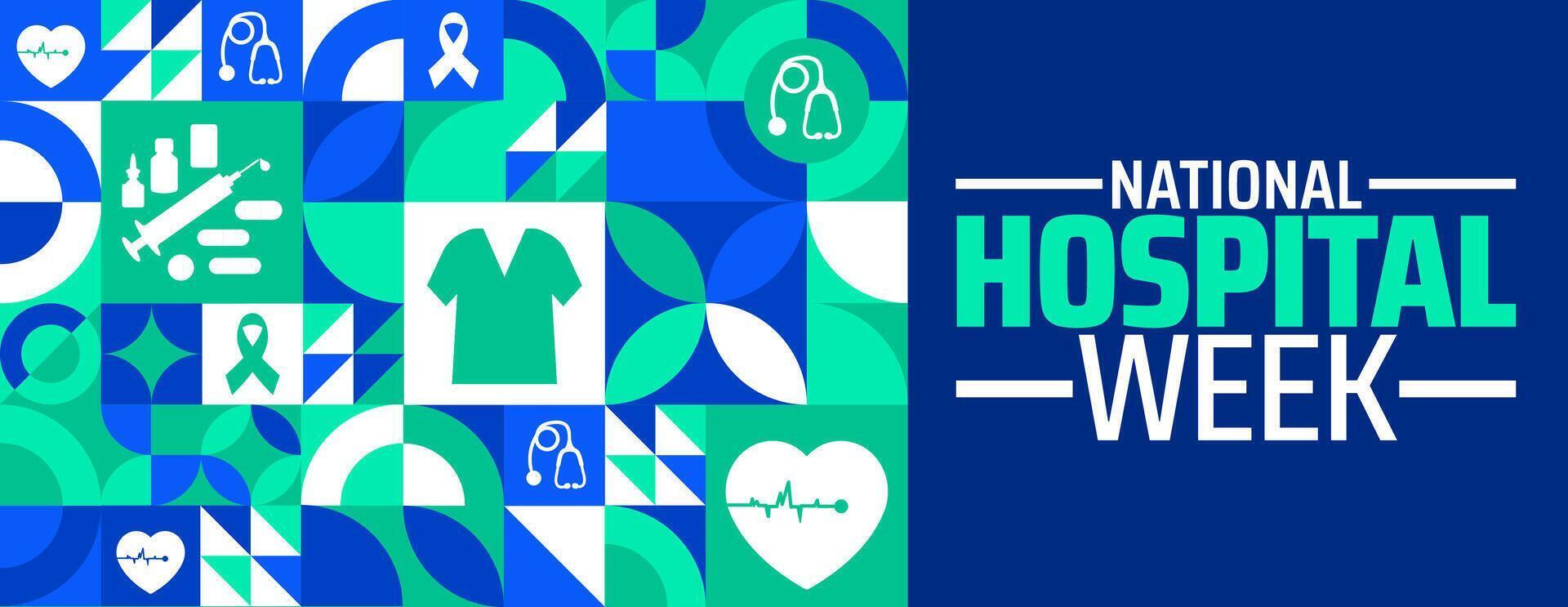 National Hospital Week Geometric shape pattern background banner or poster design template. observed every year in May. vector