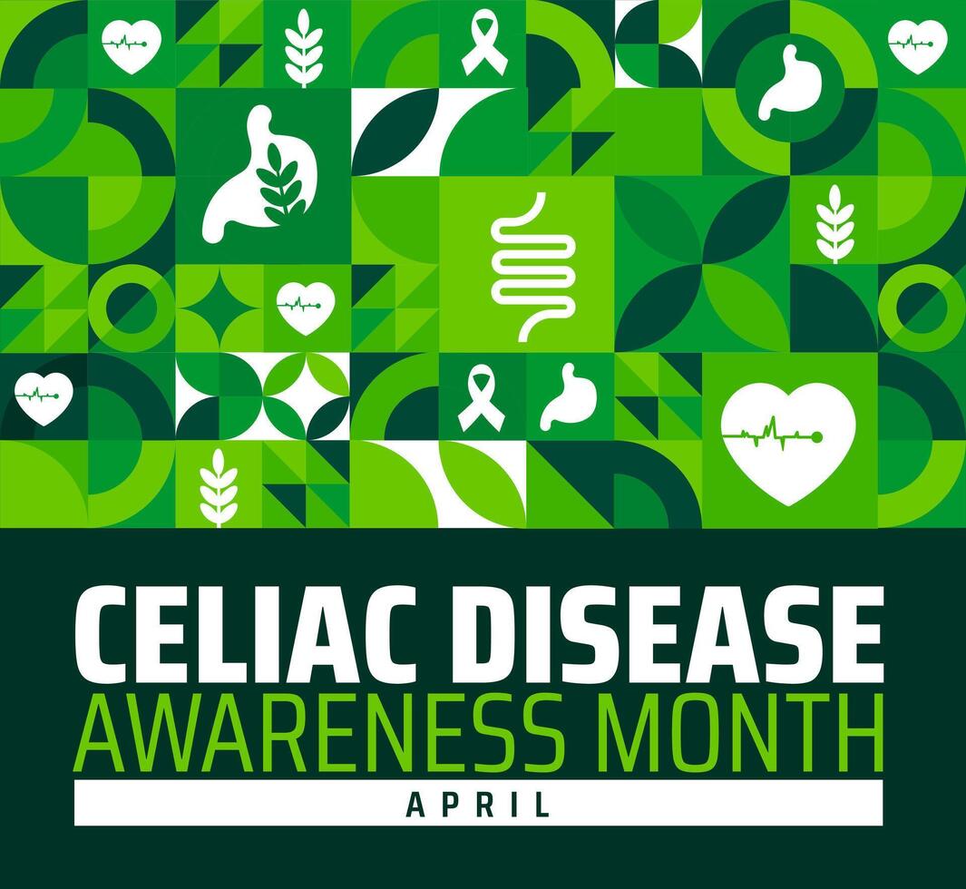 Celiac disease awareness month Geometric shape pattern background banner or poster design template. observed every year in May. vector