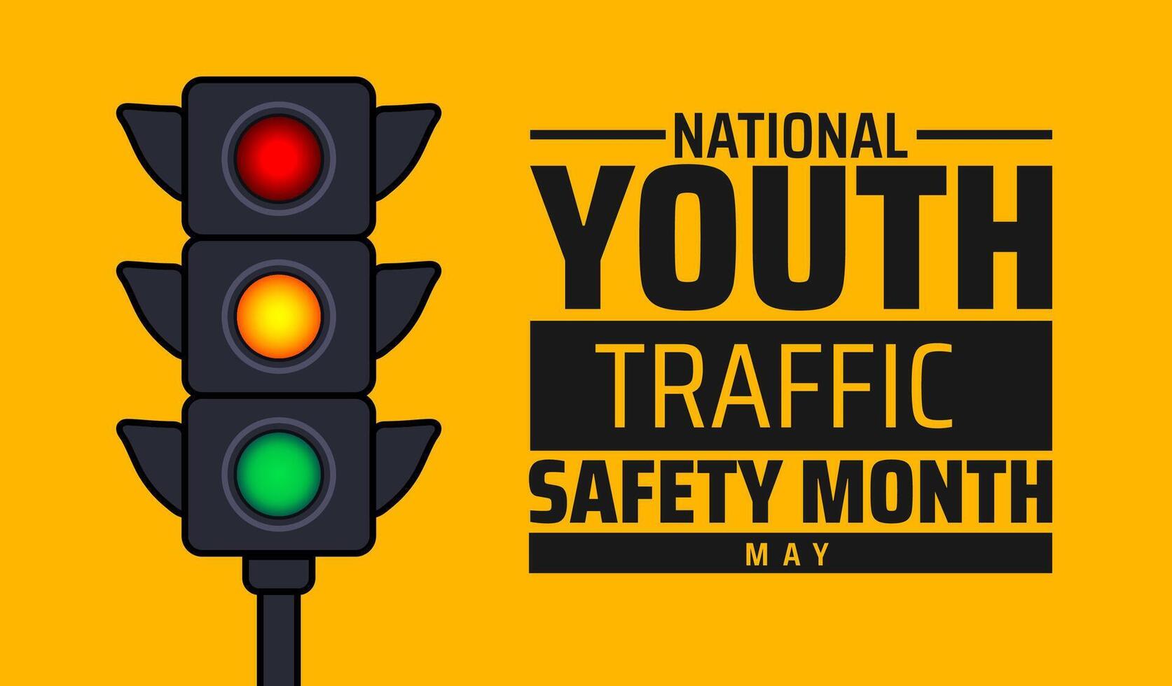 National Youth Traffic Safety Month background banner or poster design template. observed every year in May. vector