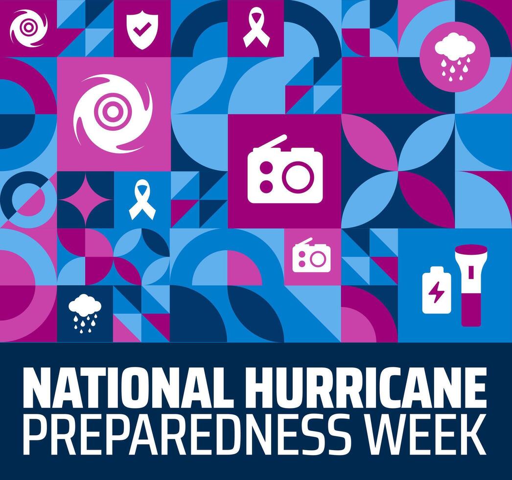 National Hurricane Preparedness Week Geometric shape pattern background banner or poster design template. vector