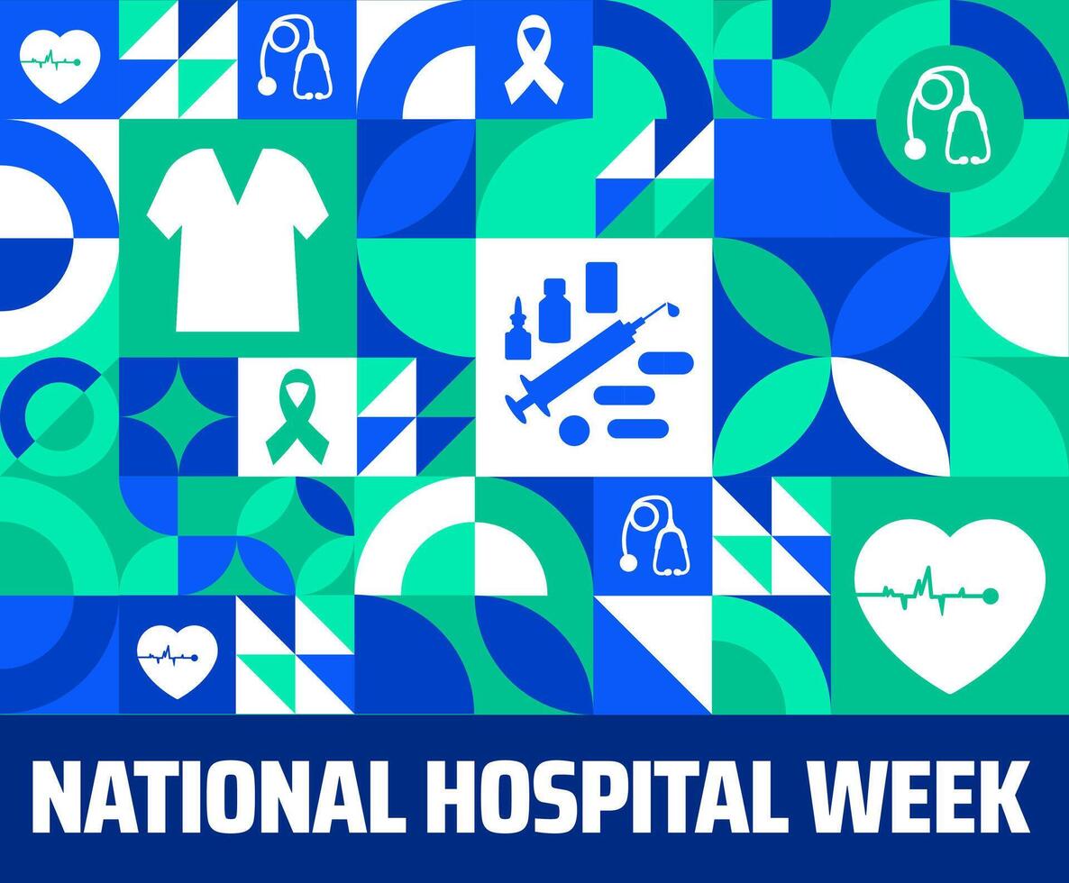 National Hospital Week Geometric shape pattern background banner or poster design template. observed every year in May. Holiday concept. vector