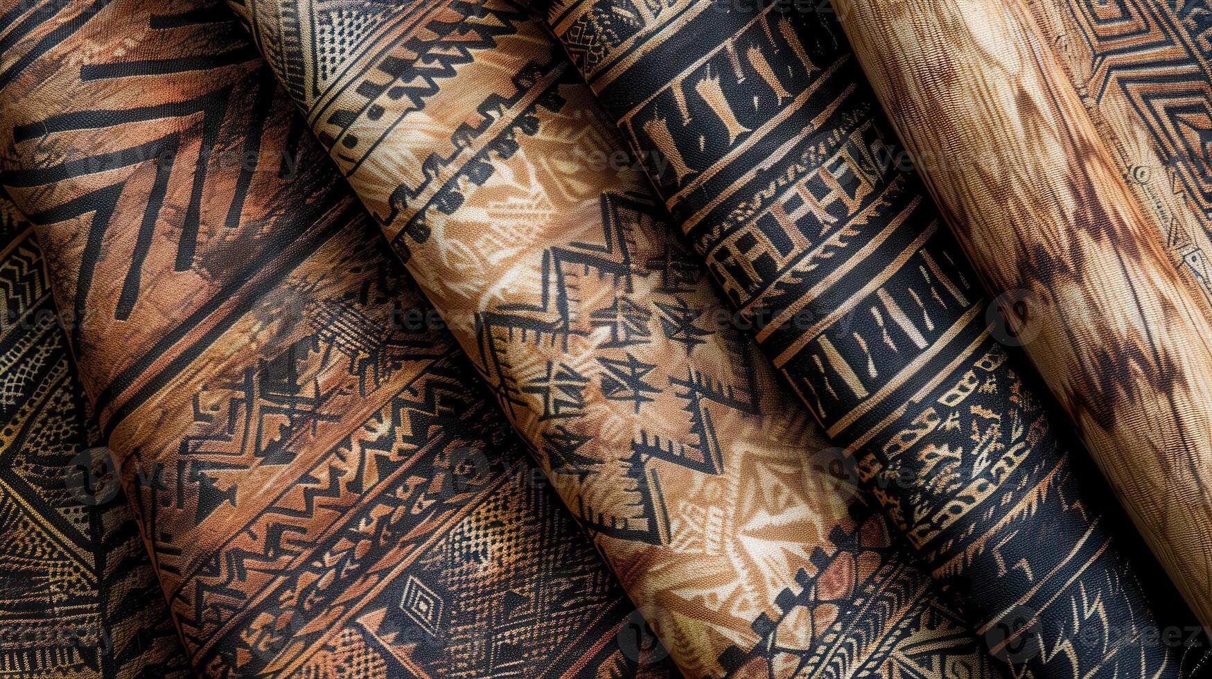 Tribal Inspired Textile Design in Earthy Tones for Bohemian Fashion and Decor photo