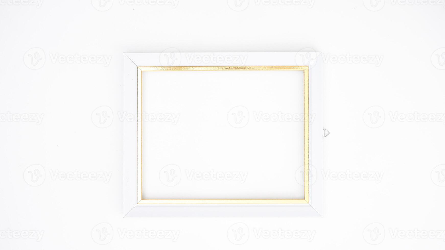 White colored wood picture frame isolated on white background photo