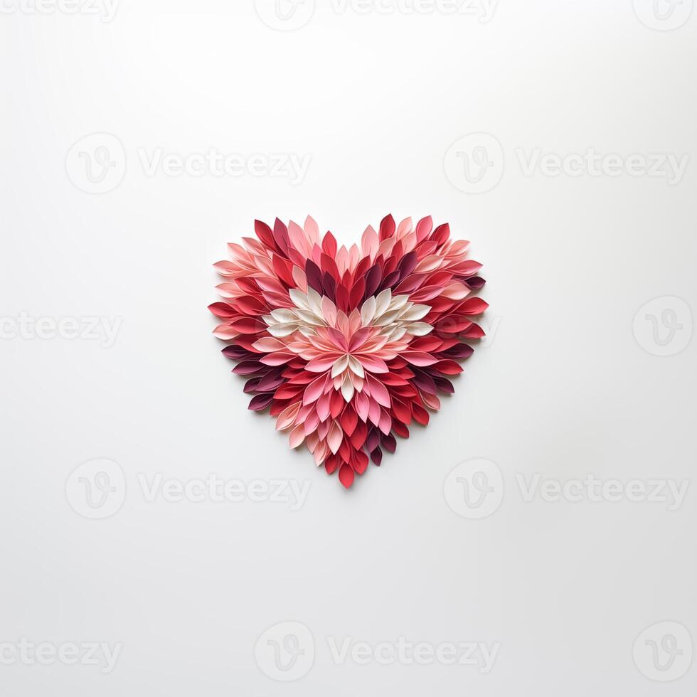 Paper red cut out heart on white background. design template for valentine's day, romantic dates, love confession card with place for text photo