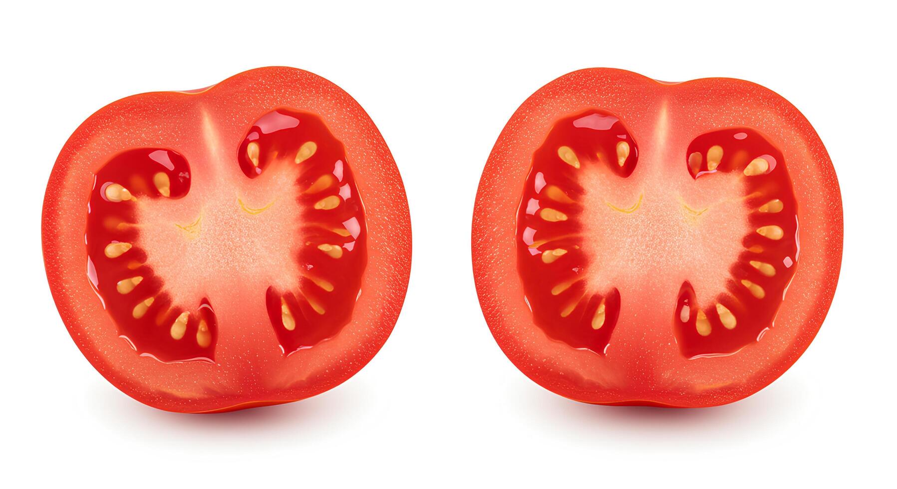 Juicy red tomato placed on clean white background for natural and fresh produce visuals photo