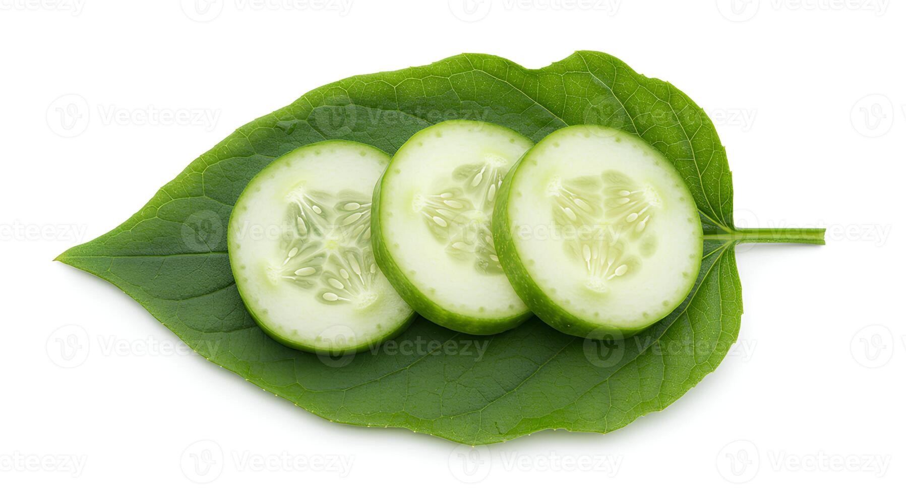 Organic cucumber vegetable isolated on white background with shadow for nutrition and wellness designs photo