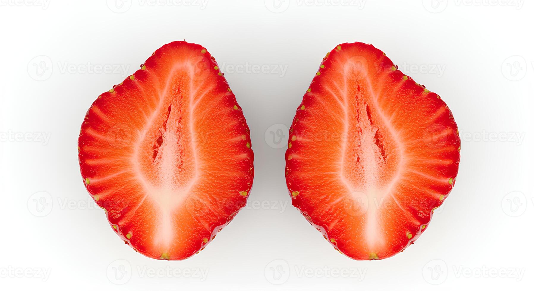 Vibrant red strawberries with soft shadow on white background for health and wellness concepts, vegan nutrition, and fruit branding photo