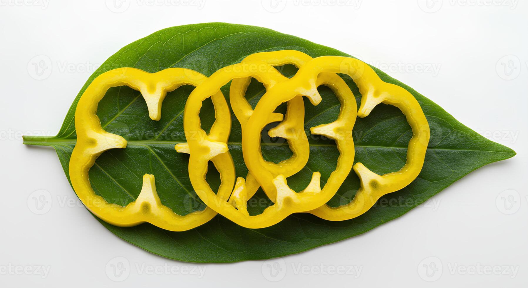 Bright yellow bell pepper isolated on white background for healthy eating and summer recipes. Fresh organic yellow bell pepper on white background for vegan and vegetarian food concepts photo