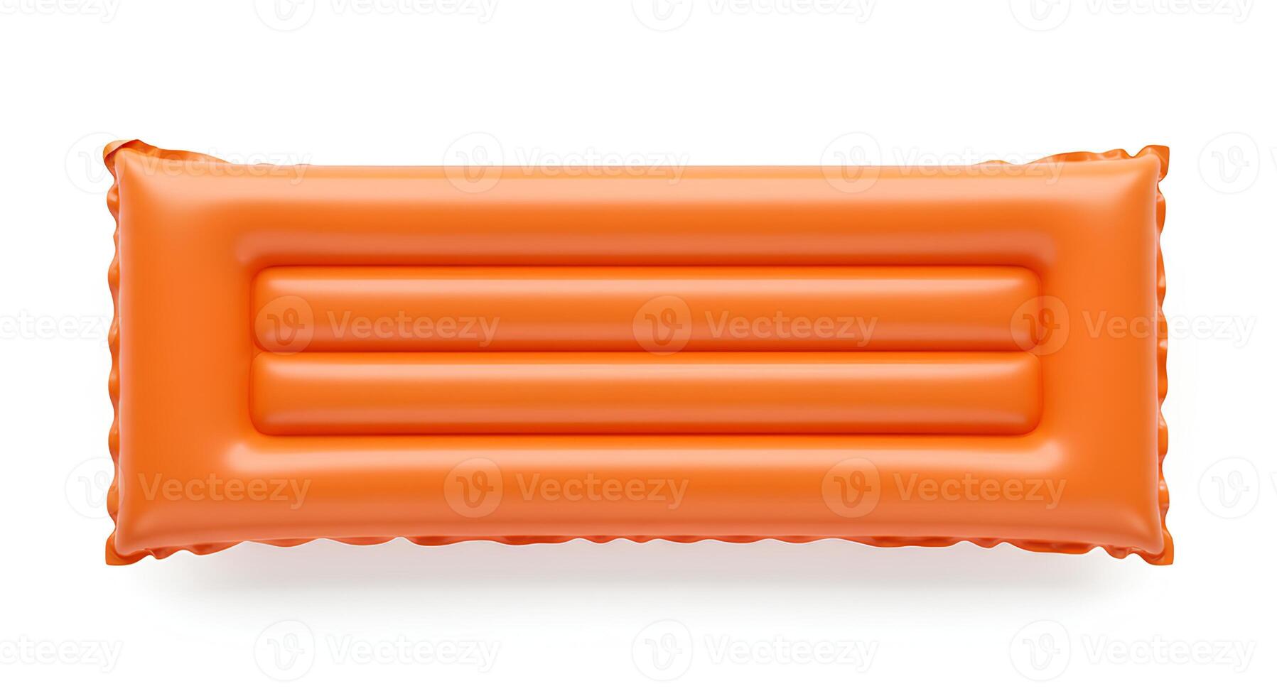orange Inflatable lounge float on white background perfect for summer relaxation, swimming and beach days photo