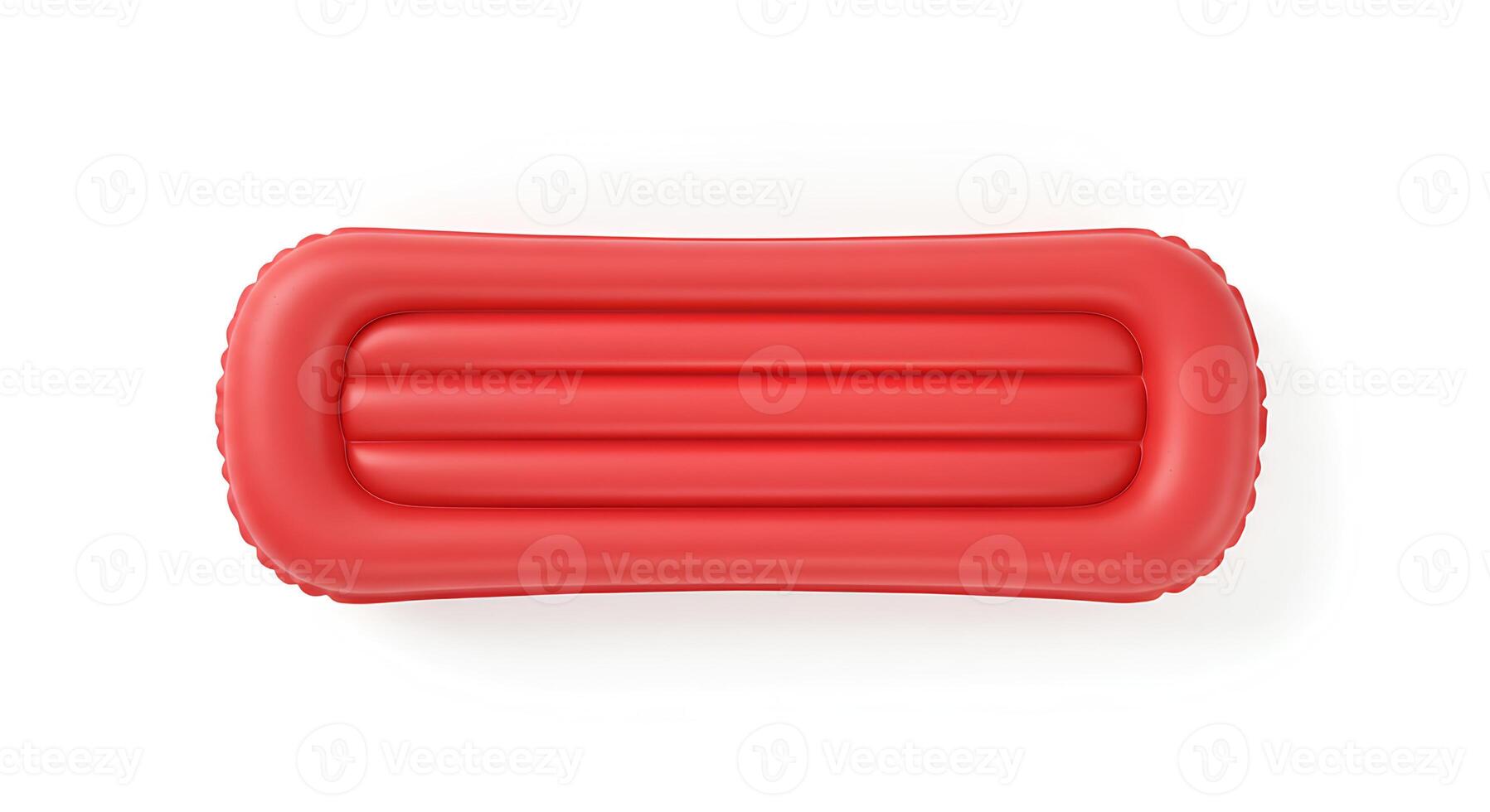 red Fun inflatable pool float for relaxing in water during summer activities isolated on white background photo