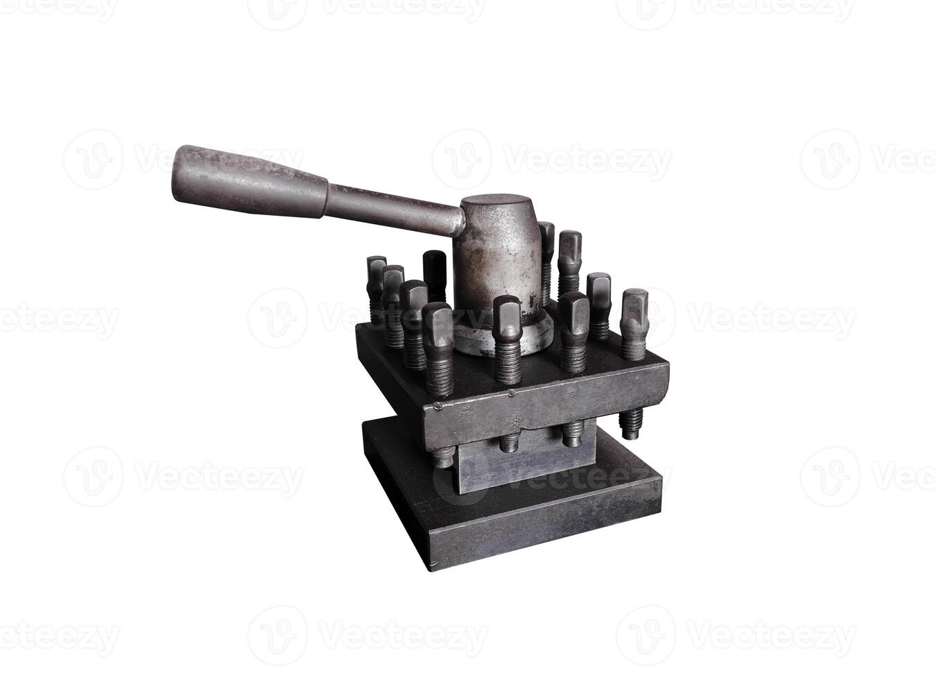 Quick change tool post of metal lathe, quick change tool isolated on white background with clipping path photo