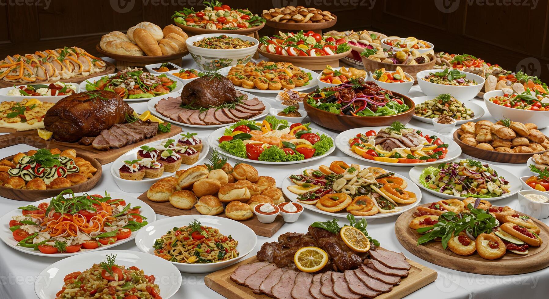 Extravagant buffet filled with diverse culinary delights for events photo