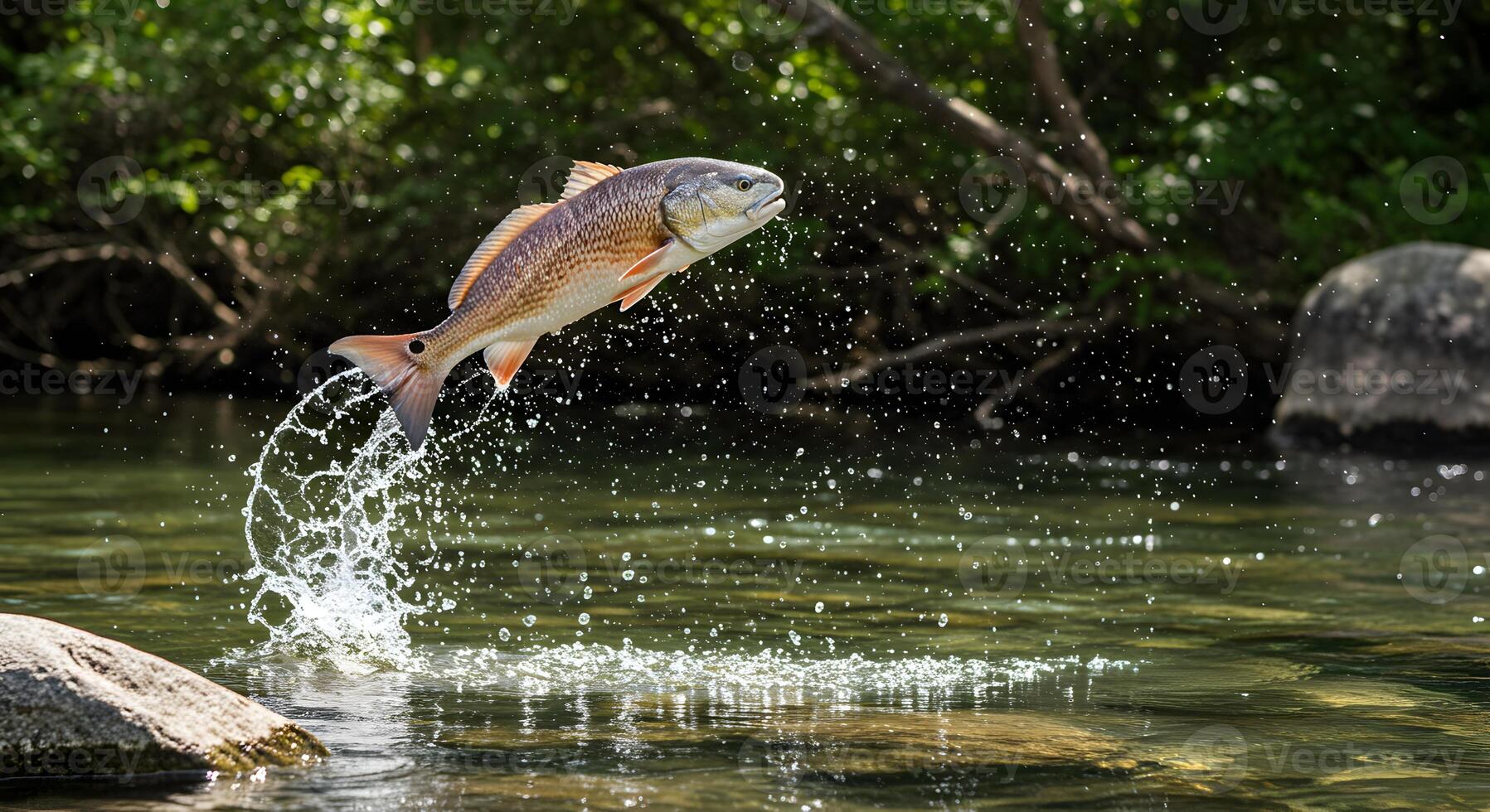 Redfish Splashes to Freedom, A Dynamic Moment of Aquatic Wildlife Encounter photo