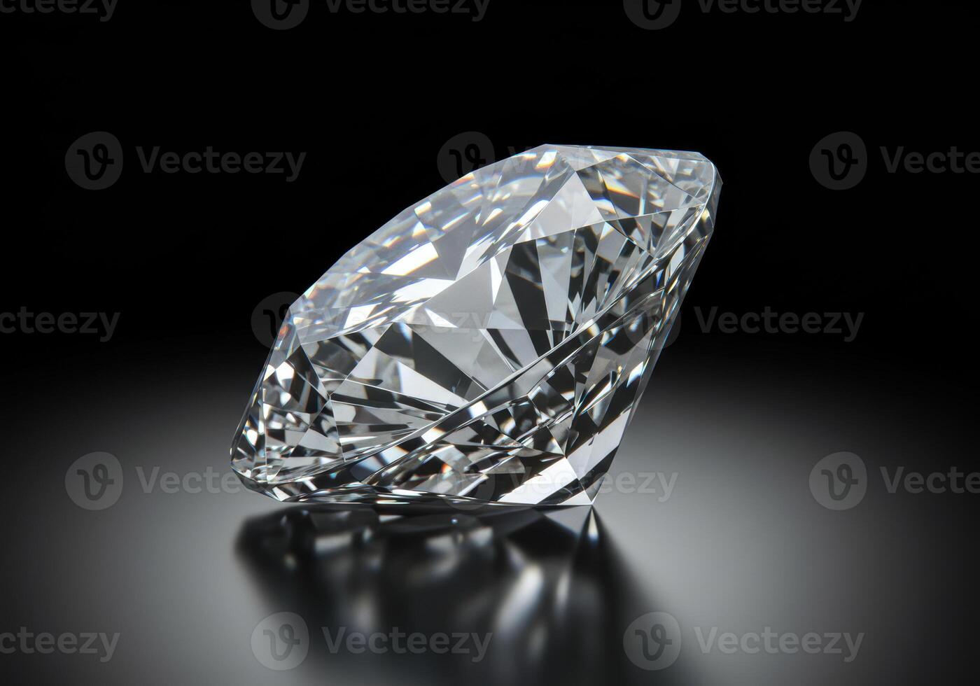 A large, dazzling diamond sits gracefully against a gradient black background. photo