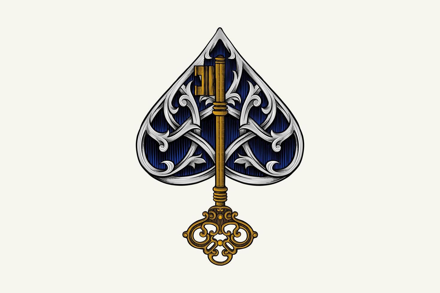 key illustration combined with spade vector