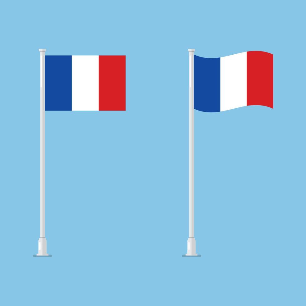 Flag of France on pole vector