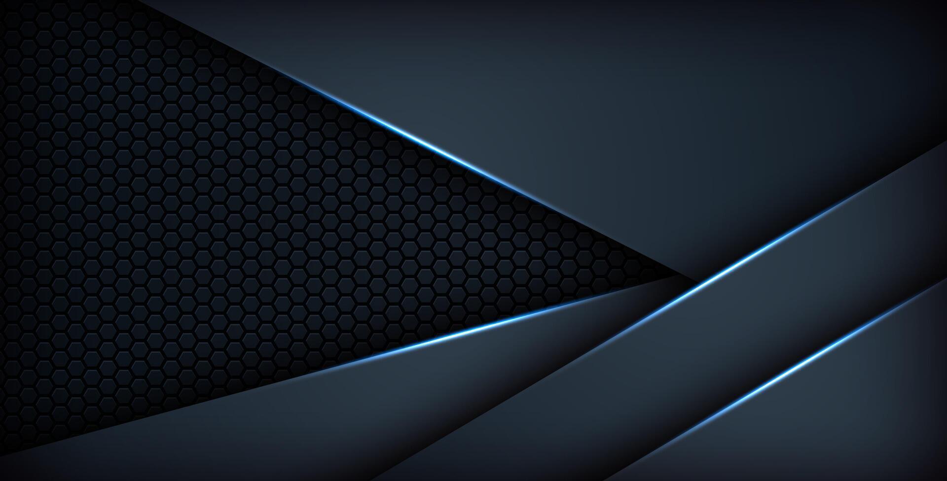 dark abstract blue light background gradient shapes. navy blue hexagon mesh pattern decoration. eps10 vector