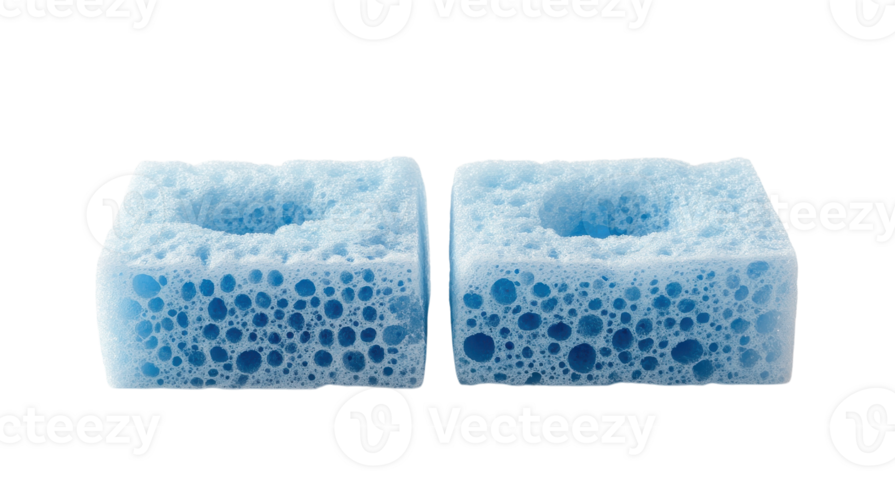 Cleaning sponges in blue color with textured surface for effective scrubbing and absorbing png