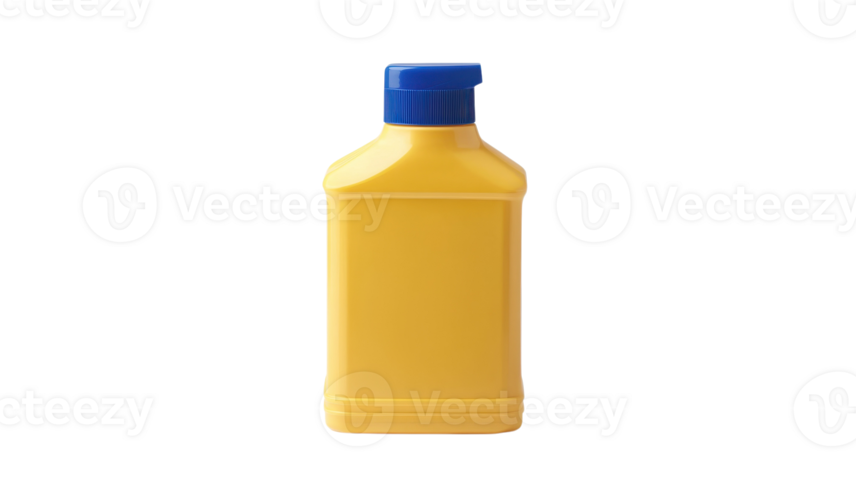 Bright yellow condiment bottle with a blue cap sitting on a plain background png