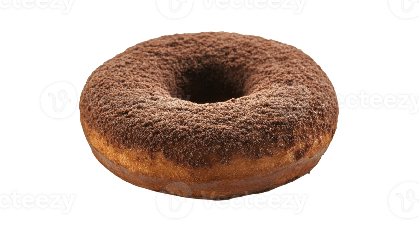 Chocolate-covered round pastry with cinnamon coating on top and soft texture png