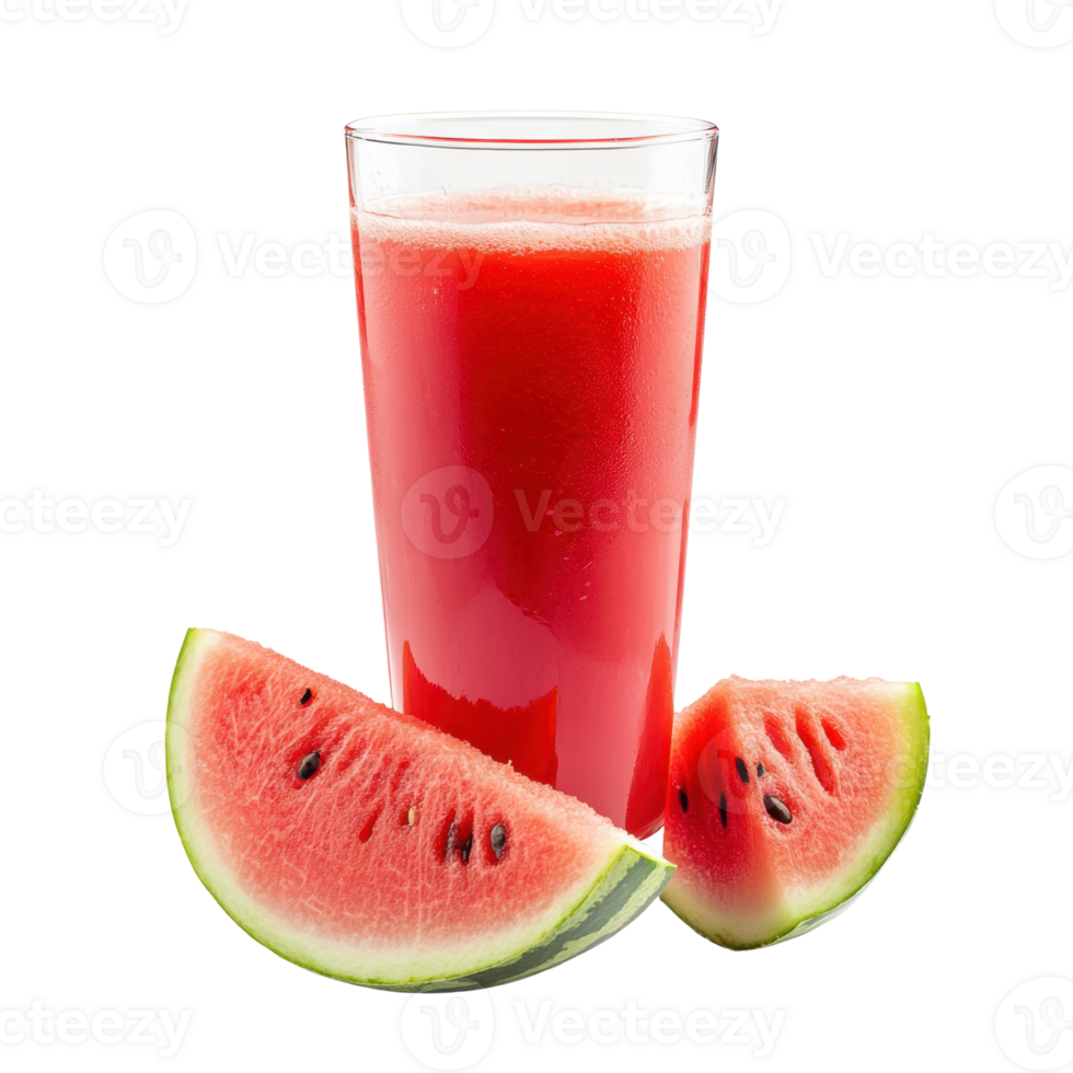 Refreshing Watermelon Juice in a Glass with Fresh Slices Nearby png