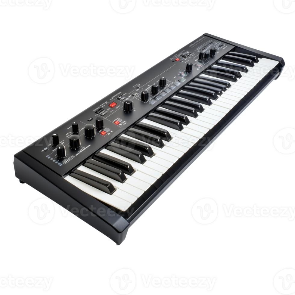Modern Synthesizer Keyboard with Dynamic Controls and Black Design png