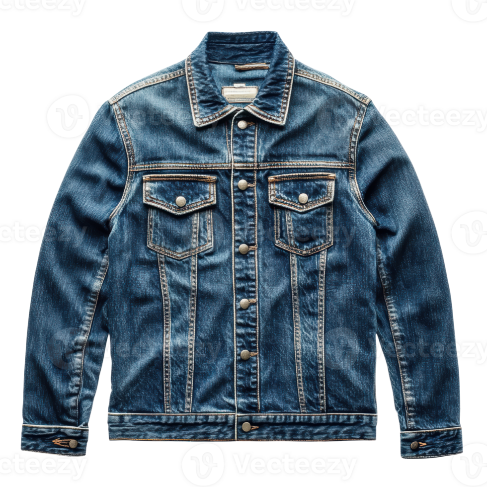 Classic Denim Jacket with Button Closure and Chest Pockets Design png