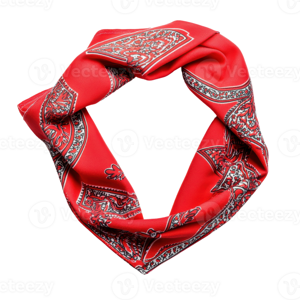 Elegant Red Bandana with Intricate Pattern in a Stylish Layout png