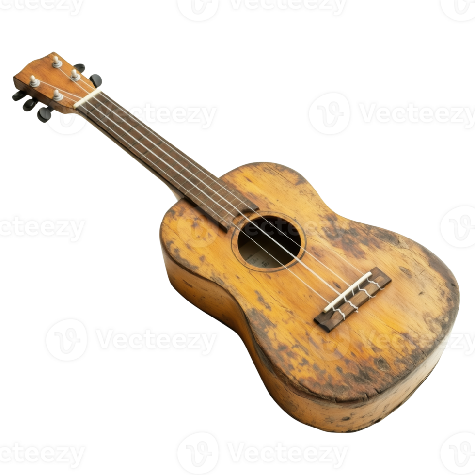 Vintage Wooden Ukulele with Rustic Charm and Natural Finish png