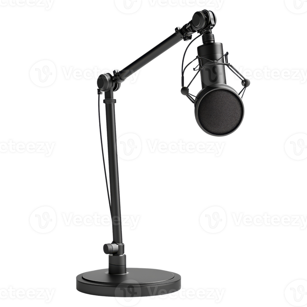 Professional Microphone on Adjustable Stand for Recording Use png