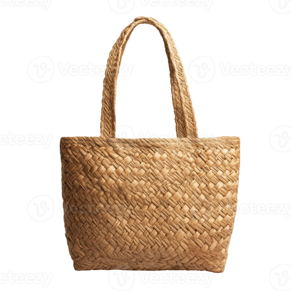 Natural Straw Handbag with Woven Design for Casual Outings png