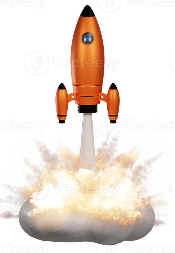 an orange rocket ship with smoke coming out of it png