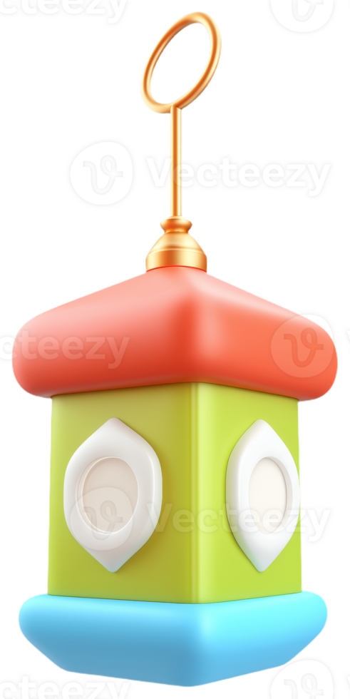 Colorful Decorative Hanging Lantern with Gold Ring png